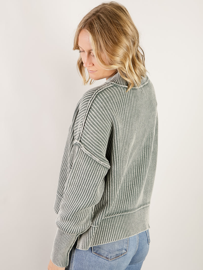 Jade Washed Ribbed Sweater