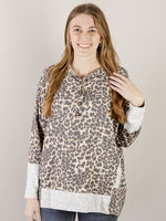 Taupe Leopard Hooded Knit Top