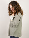 Vintage Olive Long Sleeve with Animal Print Henley