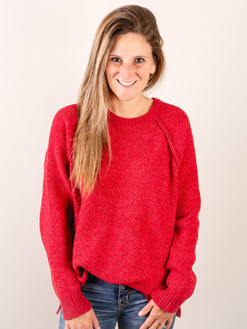 Dark Red Chenille Sweater