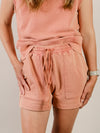 Rust Terry Drawstring Shorts