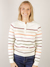 Ivory Multi Colored Striped Sweater