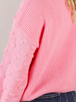 Bright Pink Pullover Sweater with Pocket