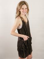 Black Mineral Washed Knit Romper