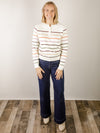 Ivory Multi Colored Striped Sweater