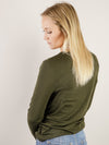 Olive Crewneck Basic Ribbed Top