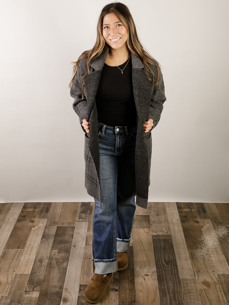 Charcoal Plaid Cardigan
