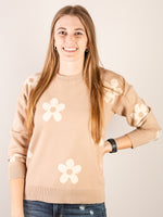 Taupe Floral Design Sweater