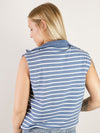 Blue and White Striped Sleeveless Terry Top