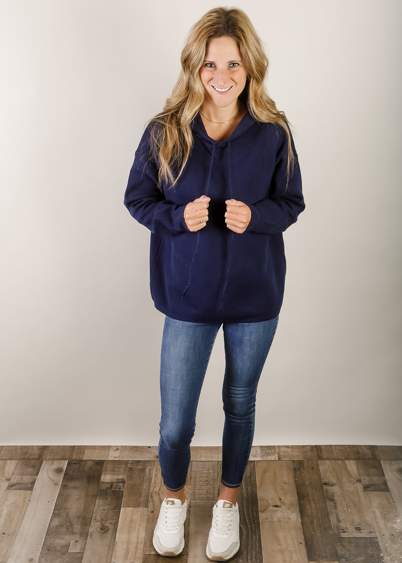 Navy Hooded Pullover Sweater