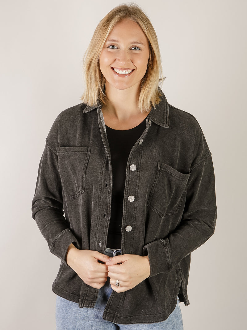 Charcoal Wash Fleece Shacket
