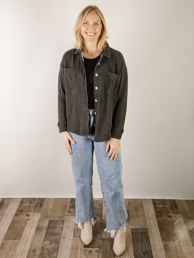 Charcoal Wash Fleece Shacket