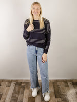 Navy with White Stripe Sweater