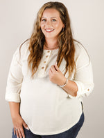 Curvy Cream 3/4 Sleeve Henley Top