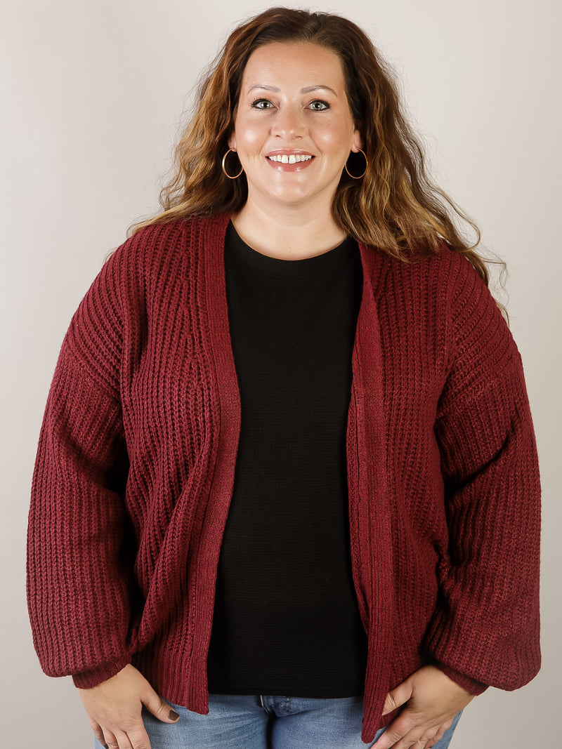 Solid Burgundy Chunky Cardigan