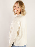 Cream Crewneck Ribbed Long Sleeve