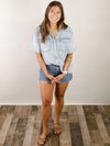 Light Denim Short Sleeve Button Down Shirt
