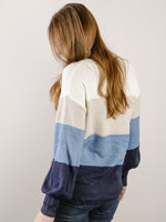 Light Blue and Navy Colored Blocked Sweater