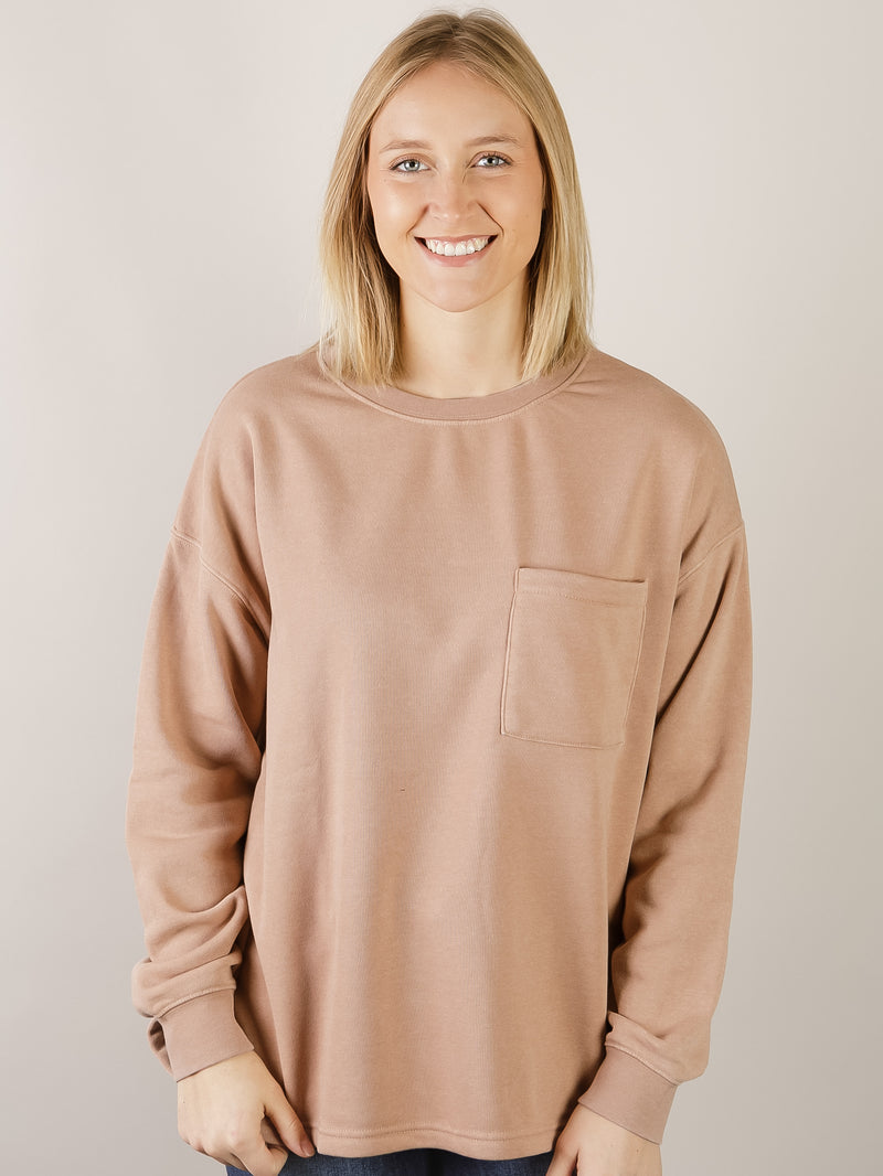 Taupe Washed Pocket Sweatshirt