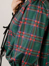 Hunter Green Plaid Tie Front Blouse