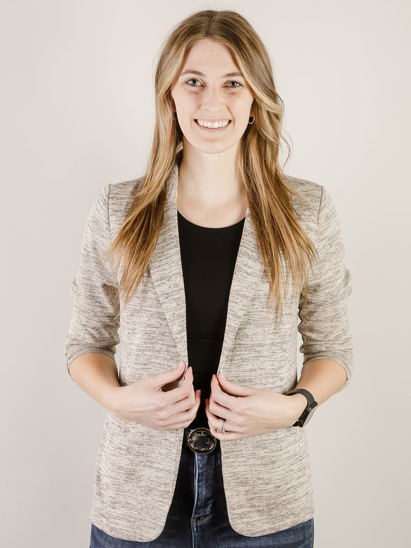 Knit Blazer with Shirred Sleeve