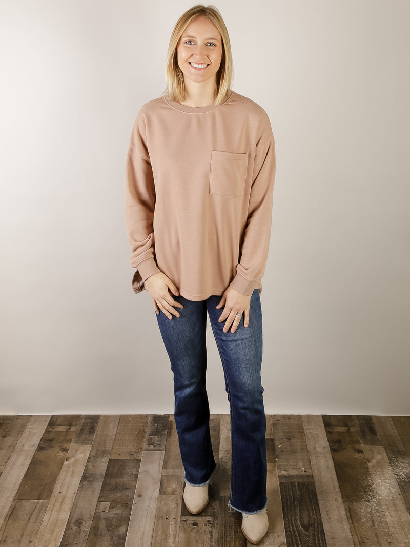 Taupe Washed Pocket Sweatshirt