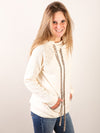 Cream Hoodie with Lace Sleeves