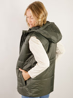 Dark Olive Long Padded Vest