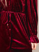 Wine Velvet Shirt Dress