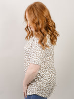 Ivory and Tan Leopard Print V-Neck