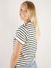 Ivory and Black Striped Knit Short Sleeve