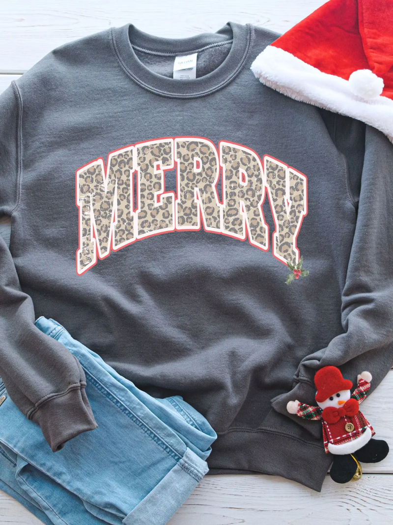Leopard Merry Graphic Sweatshirt
