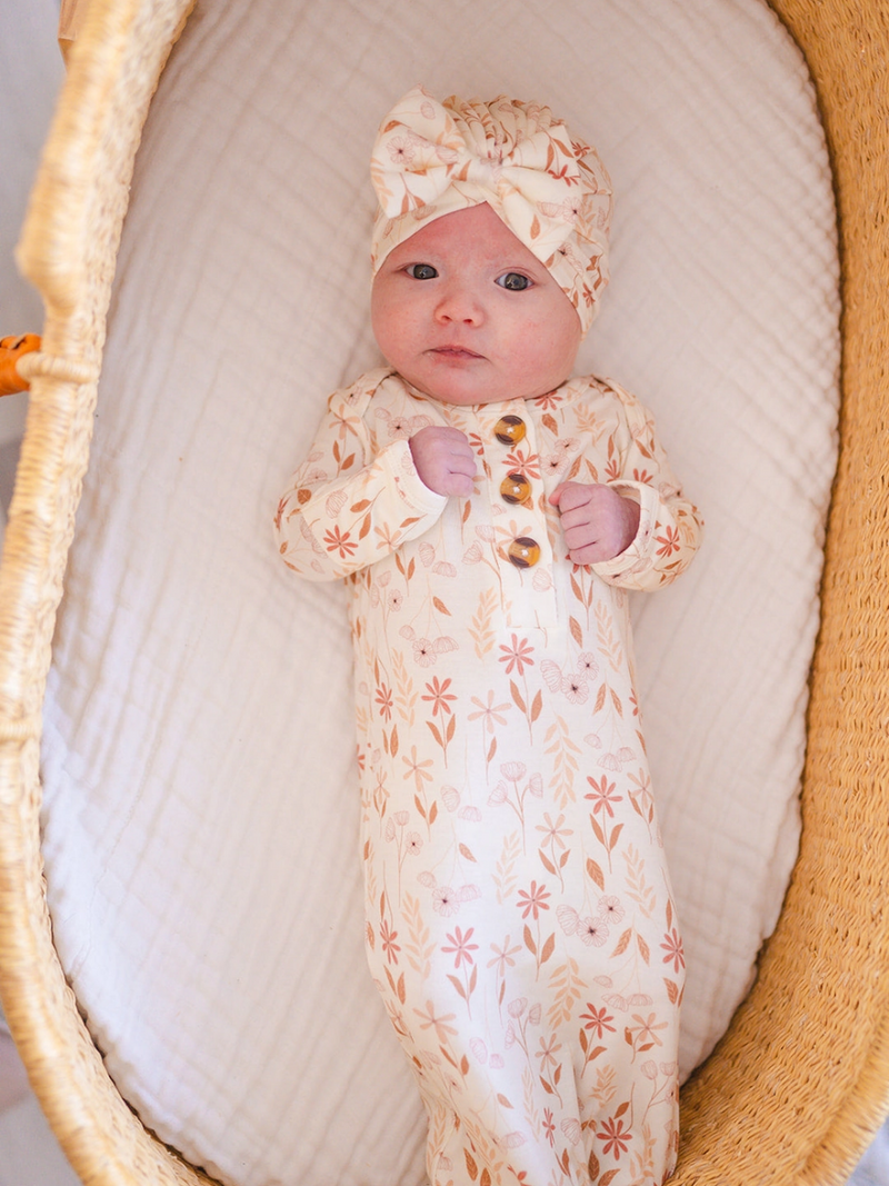 Wildflower Knotted Baby Gown