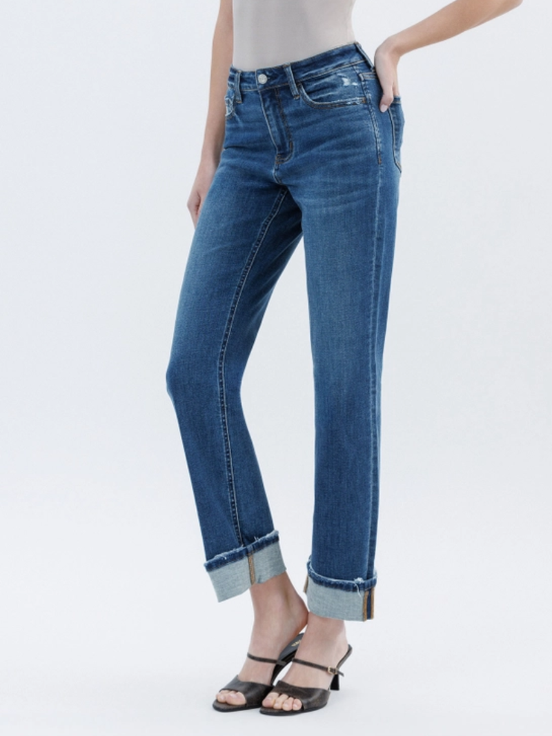 Vervet High-Rise Cuffed Straight Jeans