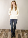 Ivory Quilted Hooded Sweatshirt