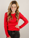 Long Sleeve Thermal Henley Knit Top (Multiple Colors)