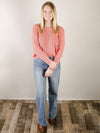 Coral Washed Pullover Sweater