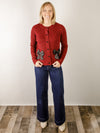 Burgundy Bow Pocket Cardigan Sweater