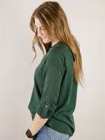 Hunter Green 3/4 Sleeve Henley Top