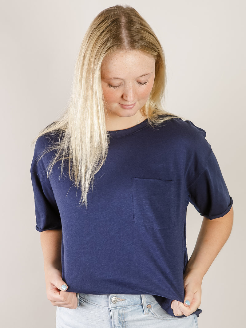 Navy Short Sleeve Pocket Tee