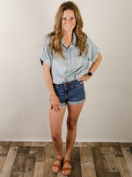 Short Sleeve Denim Button Down Shirt