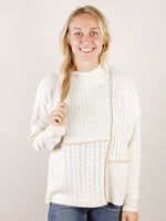 Ivory with Camel Contrast Stitch Sweater