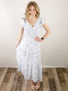 Blue Floral Midi Dress