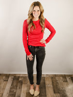 Long Sleeve Thermal Henley Knit Top (Multiple Colors)