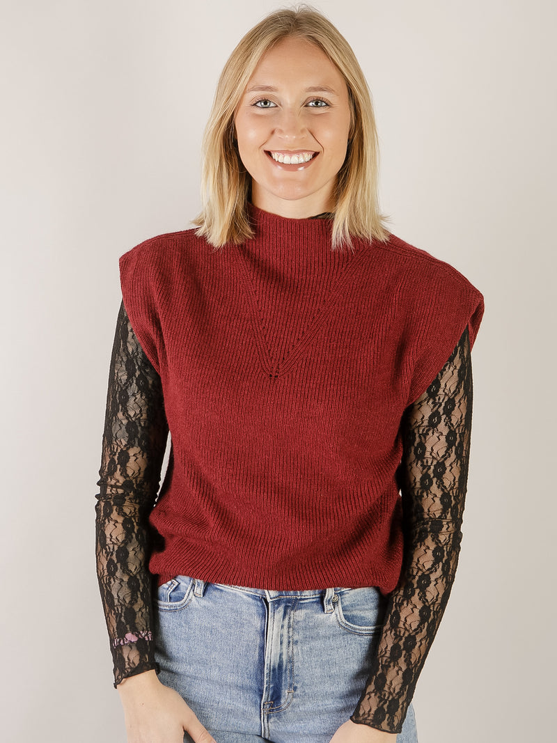 Burgundy Sweater Vest Top