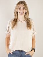 Sand Beige Ribbed Corded Top
