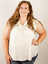 Curvy Mustard Ditsy Floral with Embroidered Top