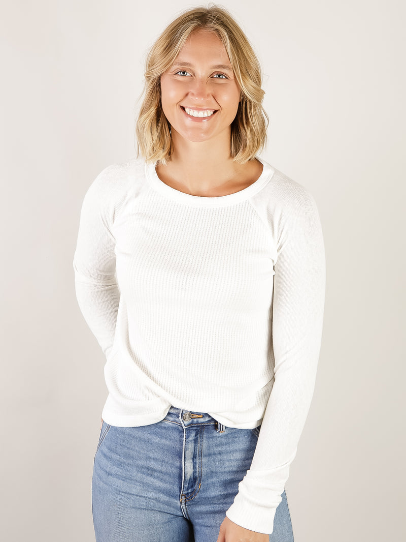 Ivory Waffle Knit Top
