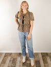Leopard Print Peplum Top with Bows
