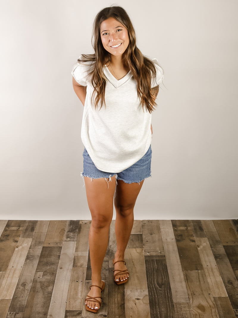 Light Heather Grey Short Sleeve V-Neck Tee